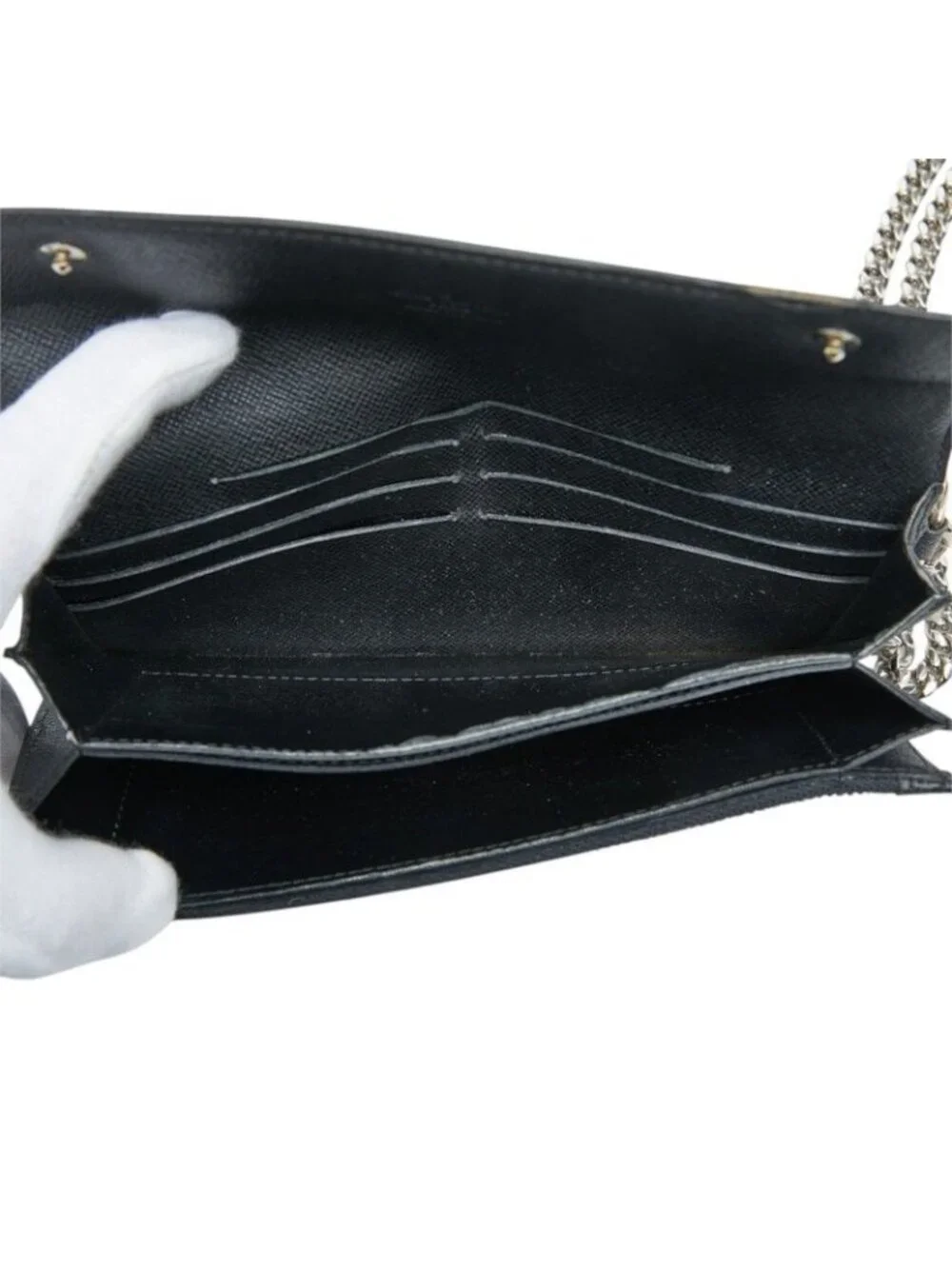 Louis Vuitton Damier Graphite Portefeuille Accordion Wallet Chain Black Leather